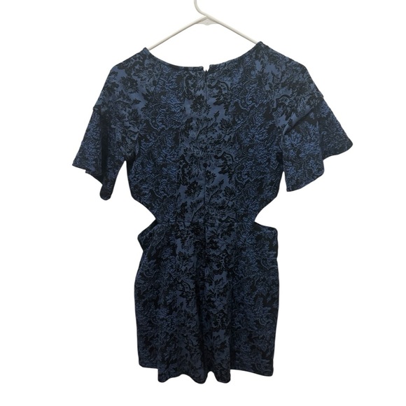 Anthropologie Blue Black Jacquard Cut-out Mini Dress Womens Size 6 - Picture 3 of 5